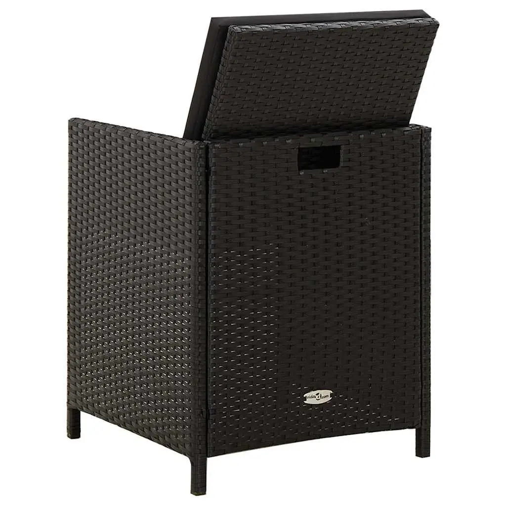 Outdoor Dining Chairs Set of 2 in Black Poly Rattan