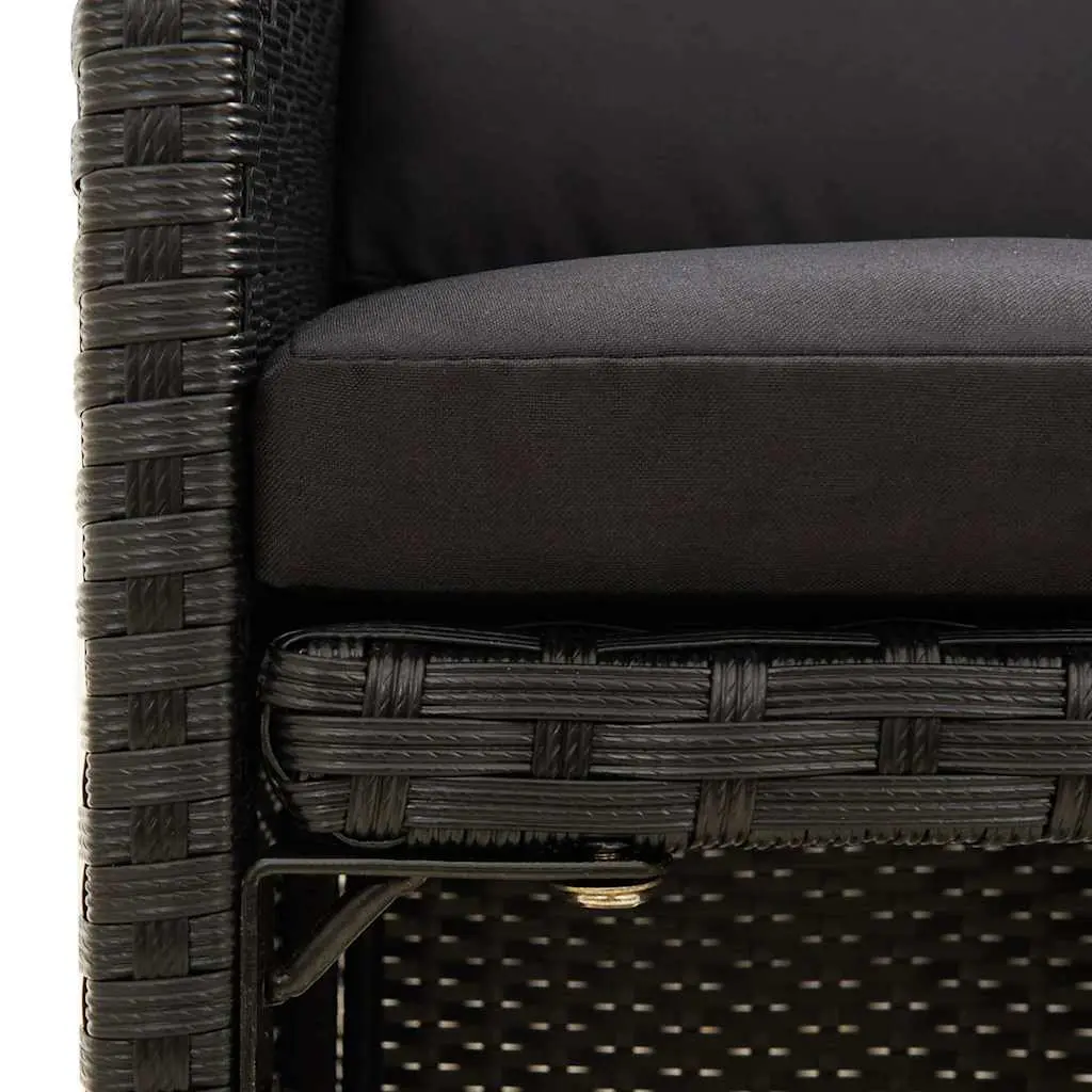 Outdoor Dining Chairs Set of 2 in Black Poly Rattan