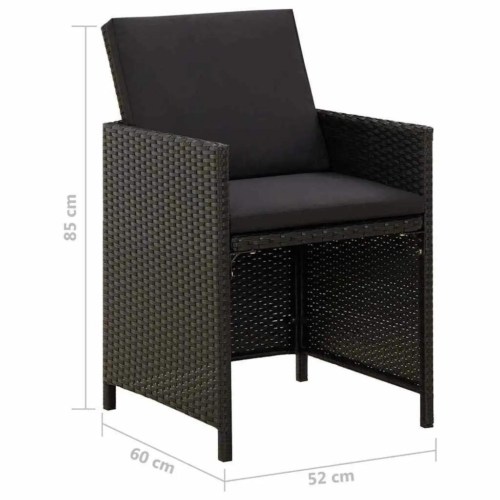 Outdoor Dining Chairs Set of 2 in Black Poly Rattan