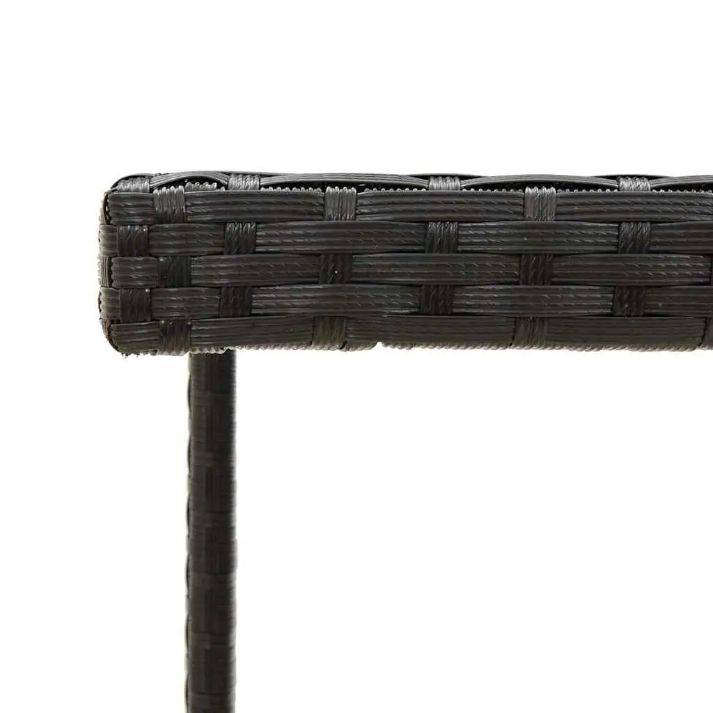 Outdoor Garden Dining Table Black Poly Rattan Tempered Glass 109L x 107W x 74H cm