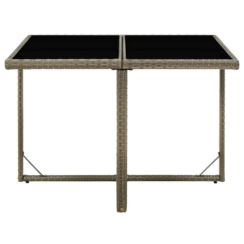 Garden Table Weather-resistant PE Rattan Tempered Glass 109x107x74cm Grey Outdoor Furniture