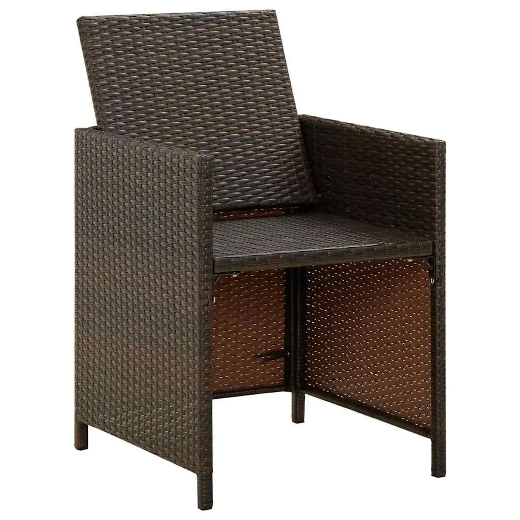 Outdoor Garden Chairs Set 4pcs Brown Poly Rattan Patio Armchair with Cushions