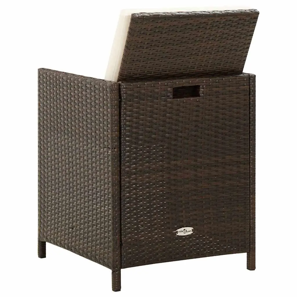 Outdoor Garden Chairs Set 4pcs Brown Poly Rattan Patio Armchair with Cushions