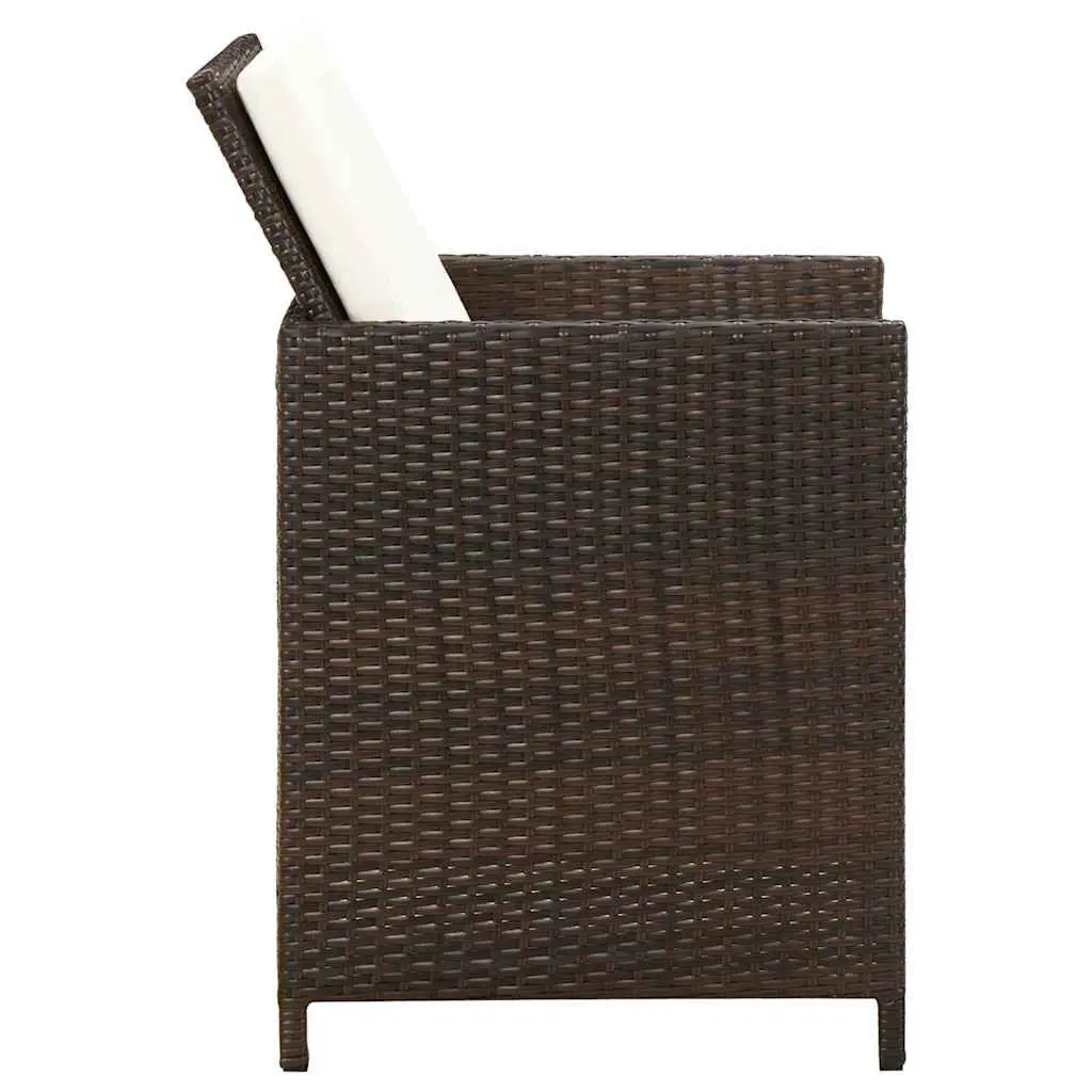 Outdoor Garden Chairs Set 4pcs Brown Poly Rattan Patio Armchair with Cushions