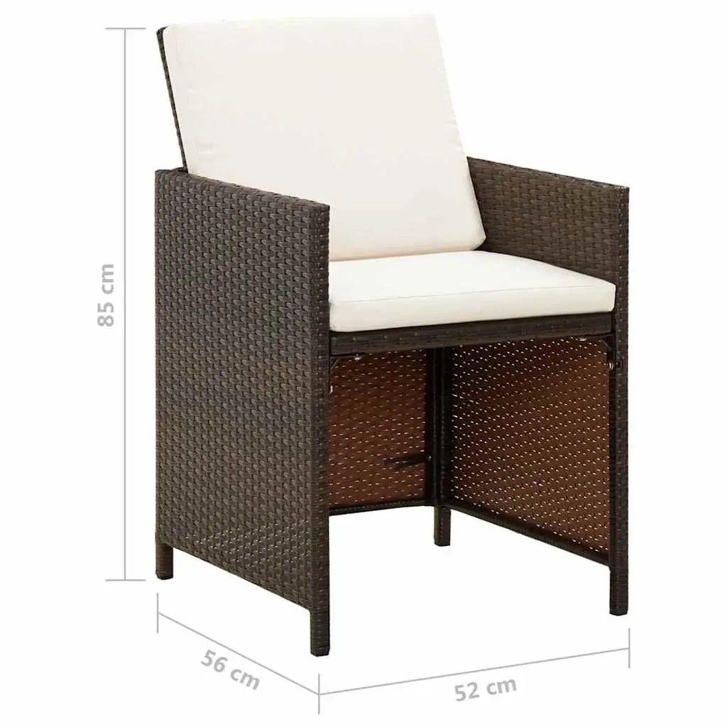 Outdoor Garden Chairs Set 4pcs Brown Poly Rattan Patio Armchair with Cushions
