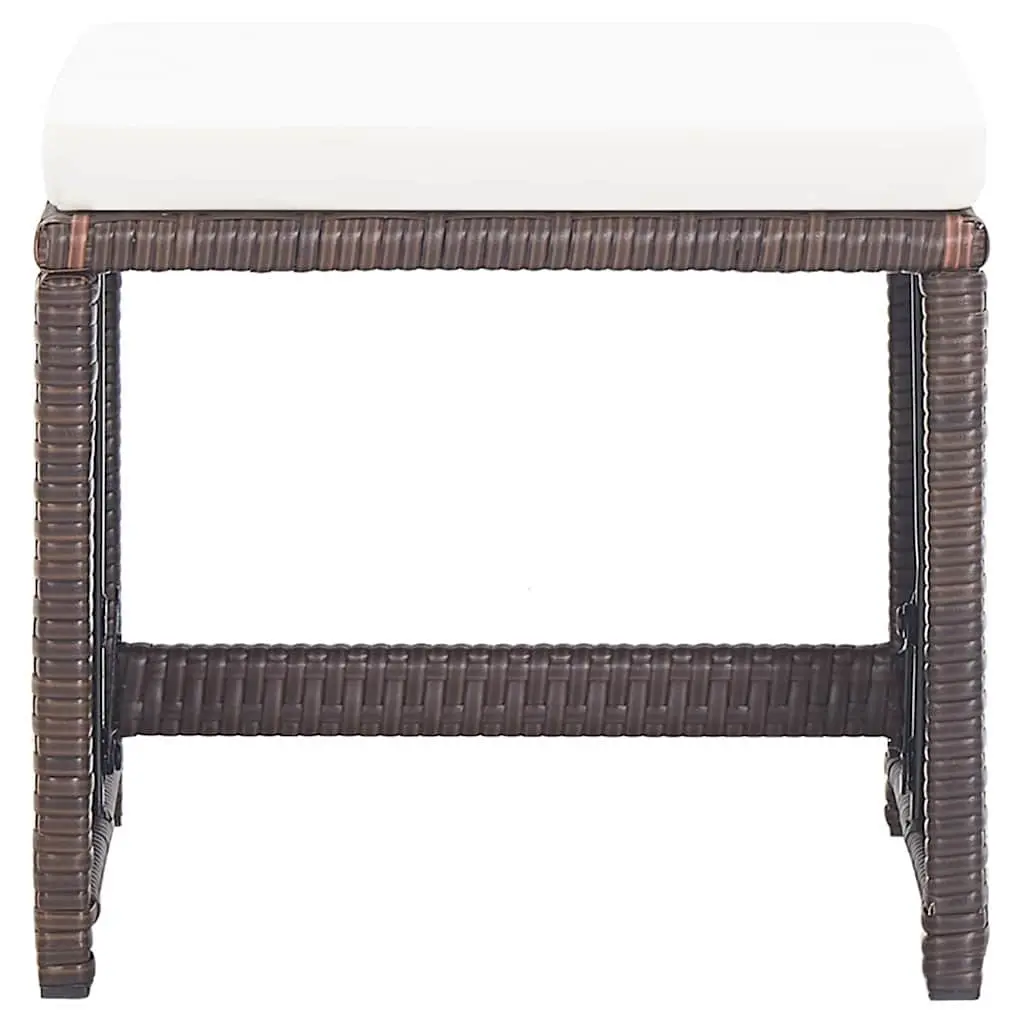 Garden Stools Set 4 Piece Weather-Resistant PE Rattan with Thick Cushions Brown