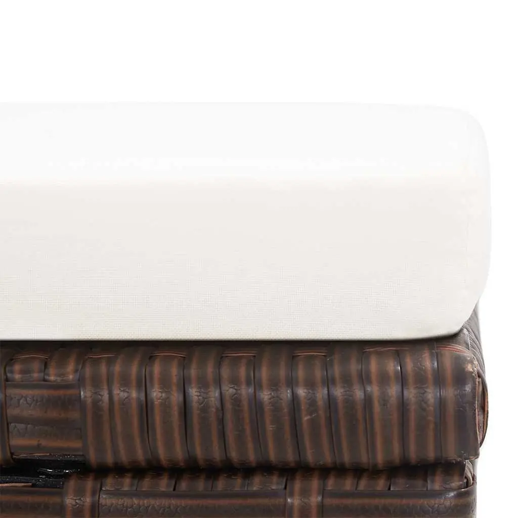 Garden Stools Set 4 Piece Weather-Resistant PE Rattan with Thick Cushions Brown