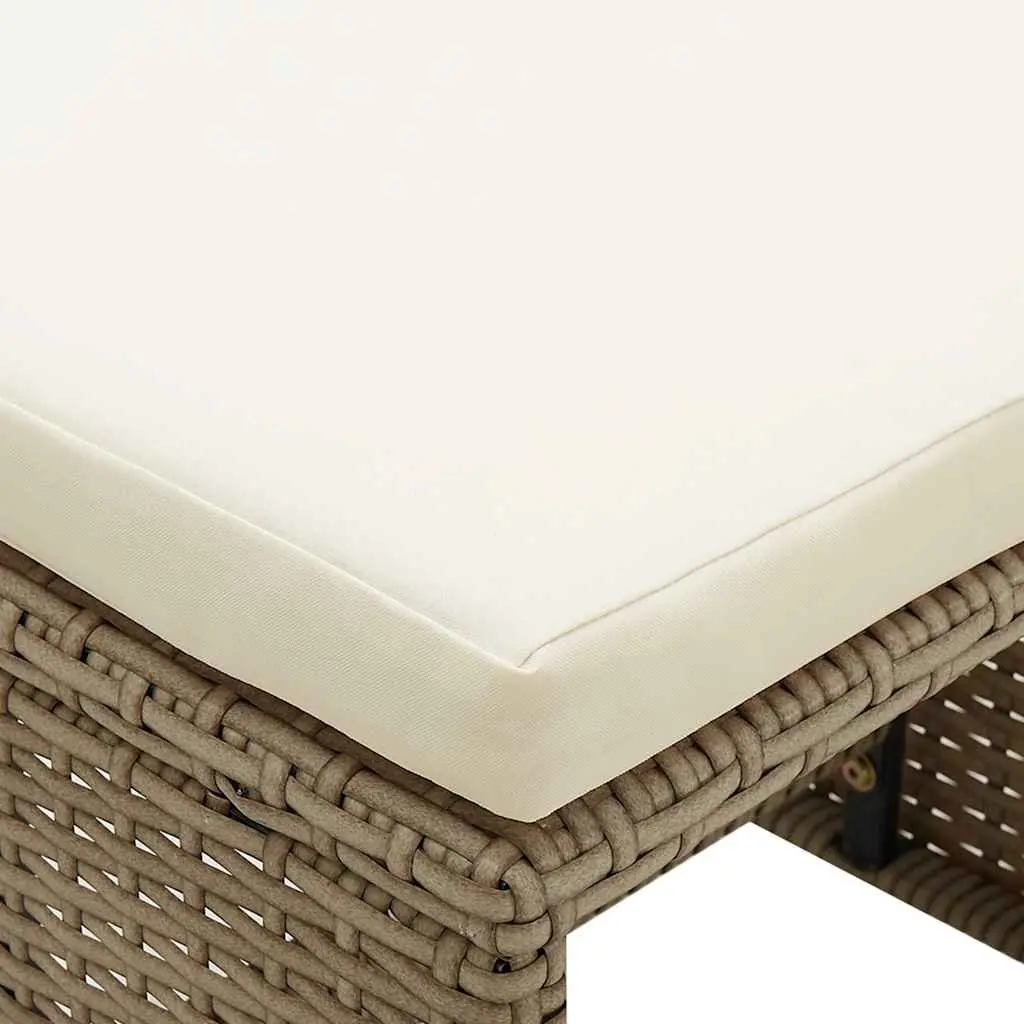 Outdoor Garden Stools Set 4 pcs Patio Footrest with Cushions Beige