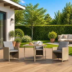 Outdoor Garden Table Beige 109x107x74cm Patio Dining Furniture Weather Resistant