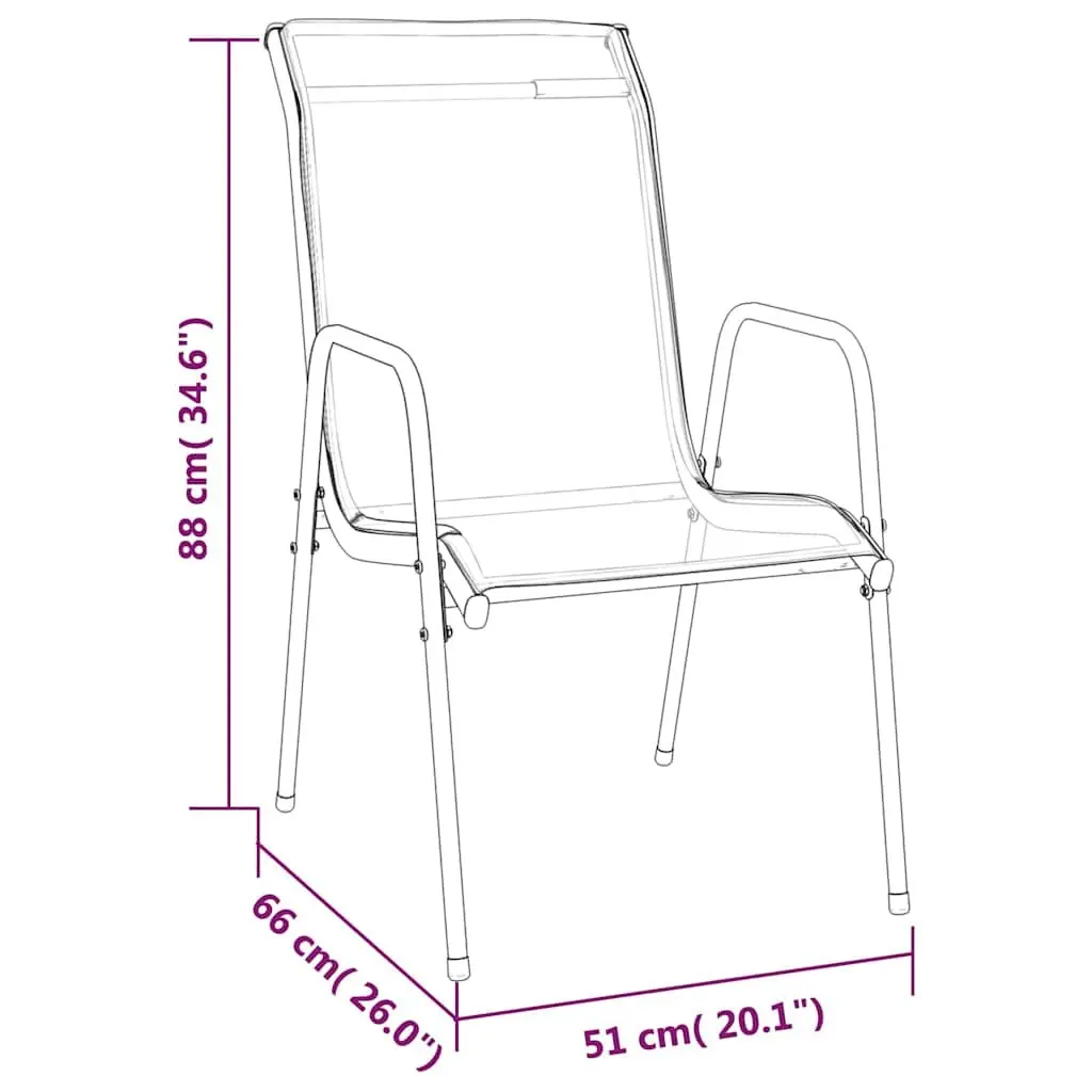 Outdoor Chairs Weather-Resistant Black Steel Textilene 2 Piece Garden Armchairs