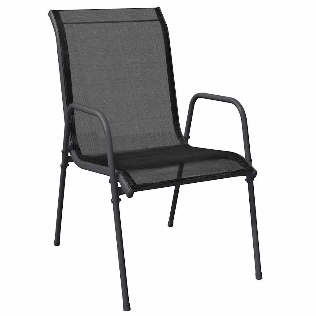 Outdoor Chairs Steel Frame Textilene Black Armchairs 4 Piece