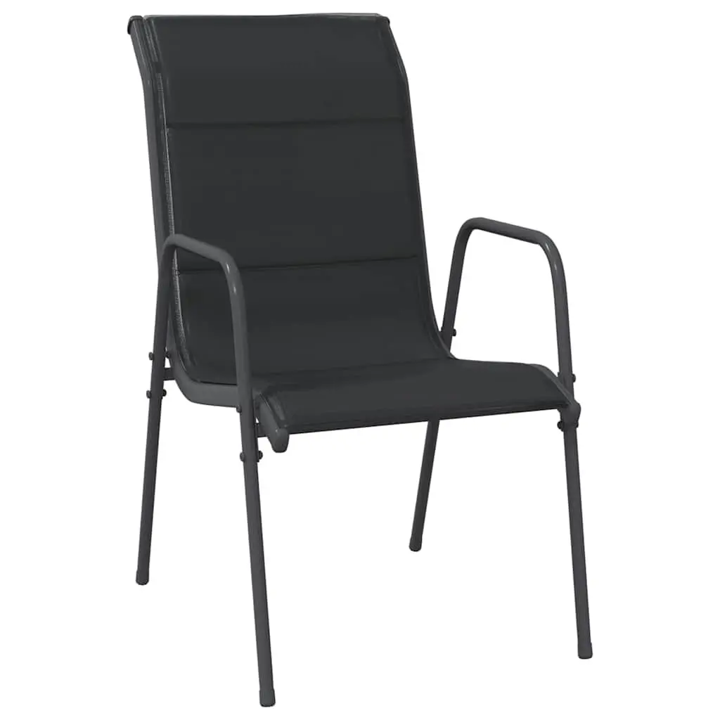 Outdoor Garden Chairs Steel Frame Textilene Seating Black 4 Piece Set