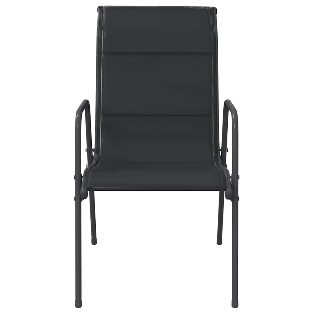 Outdoor Garden Chairs Steel Frame Textilene Seating Black 4 Piece Set