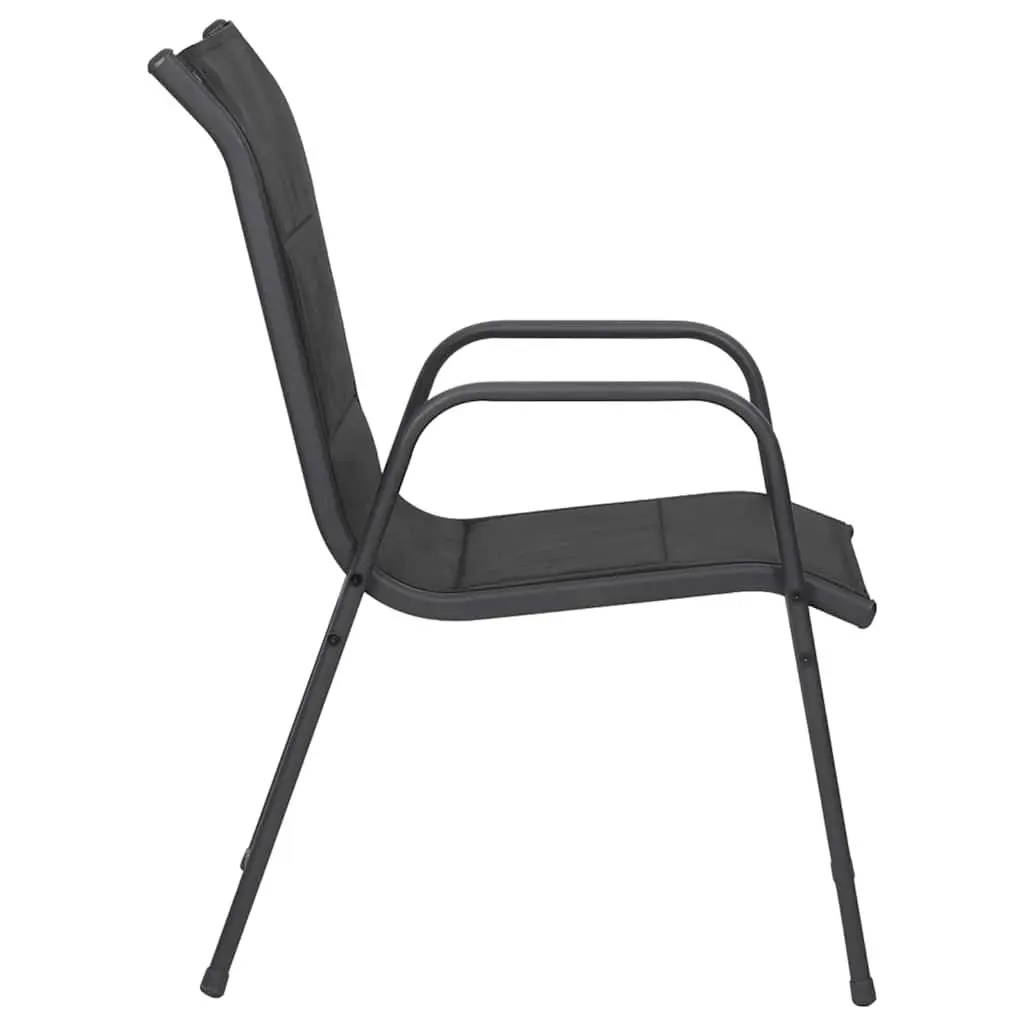 Outdoor Garden Chairs Steel Frame Textilene Seating Black 4 Piece Set