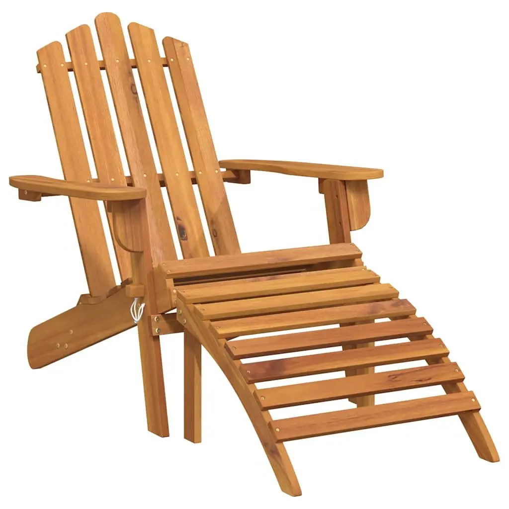 Adirondack Chair with Footrest Foldable Solid Acacia Wood Brown