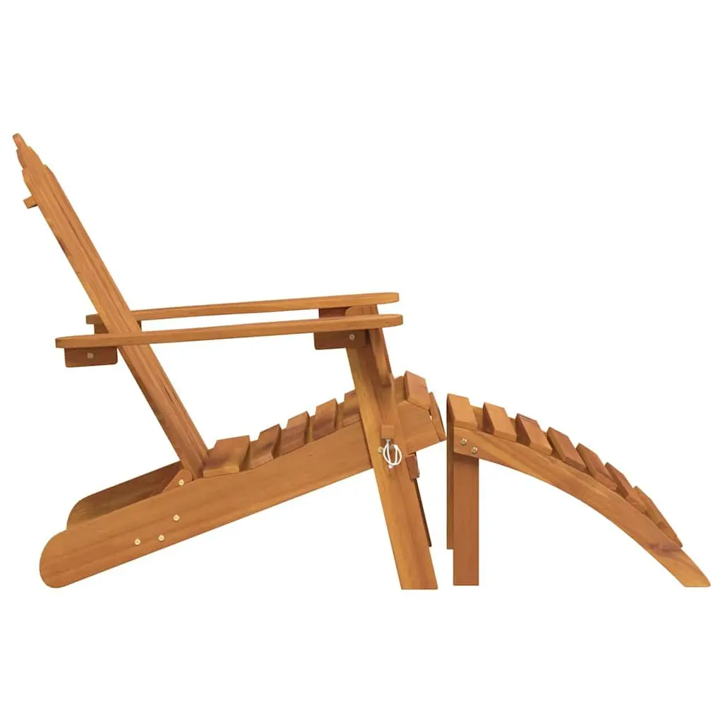 Adirondack Chair with Footrest Foldable Solid Acacia Wood Brown