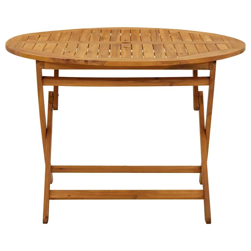 Folding Garden Table 110 cm Outdoor Dining Solid Wood Slatted Portable Brown