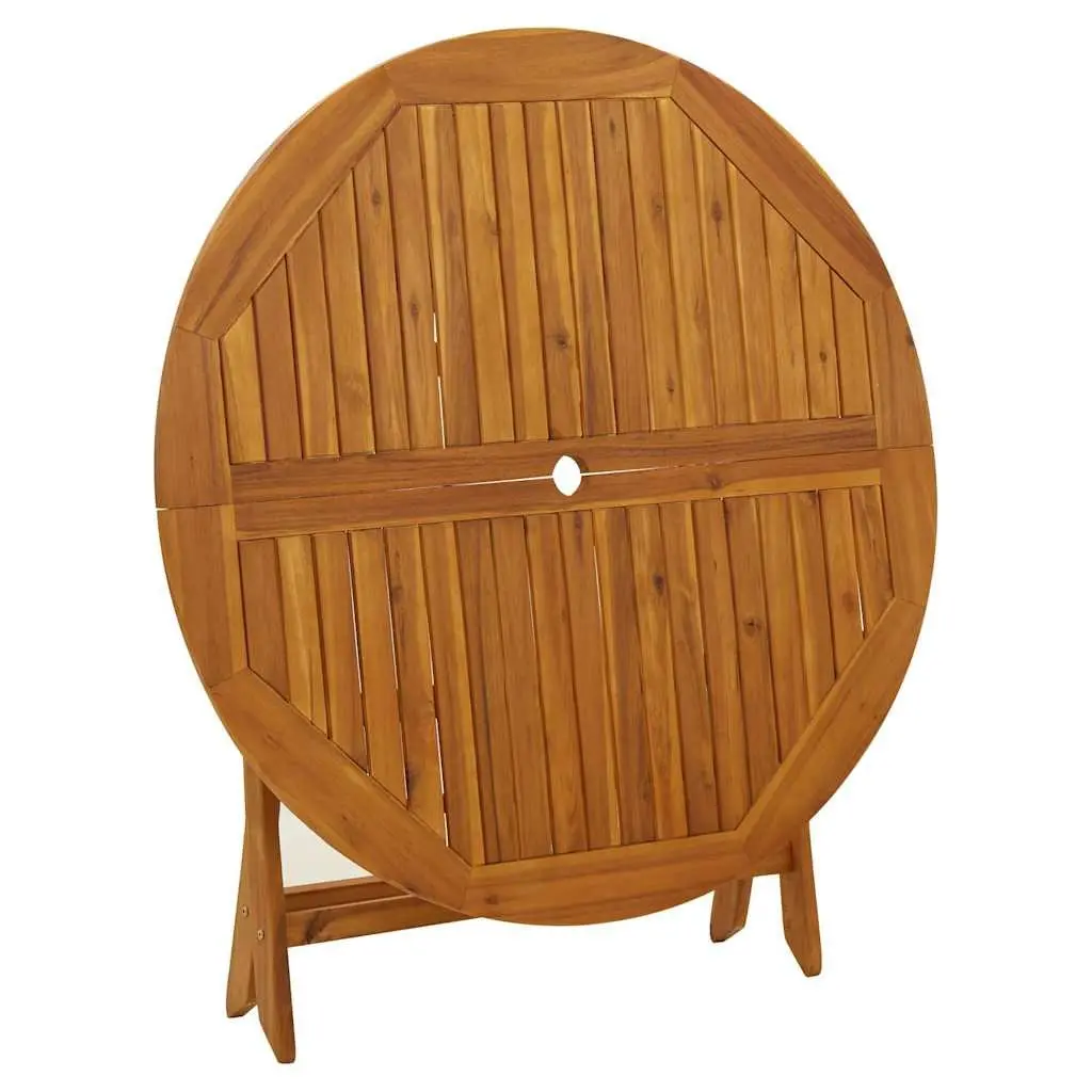 Folding Garden Table 110 cm Outdoor Dining Solid Wood Slatted Portable Brown