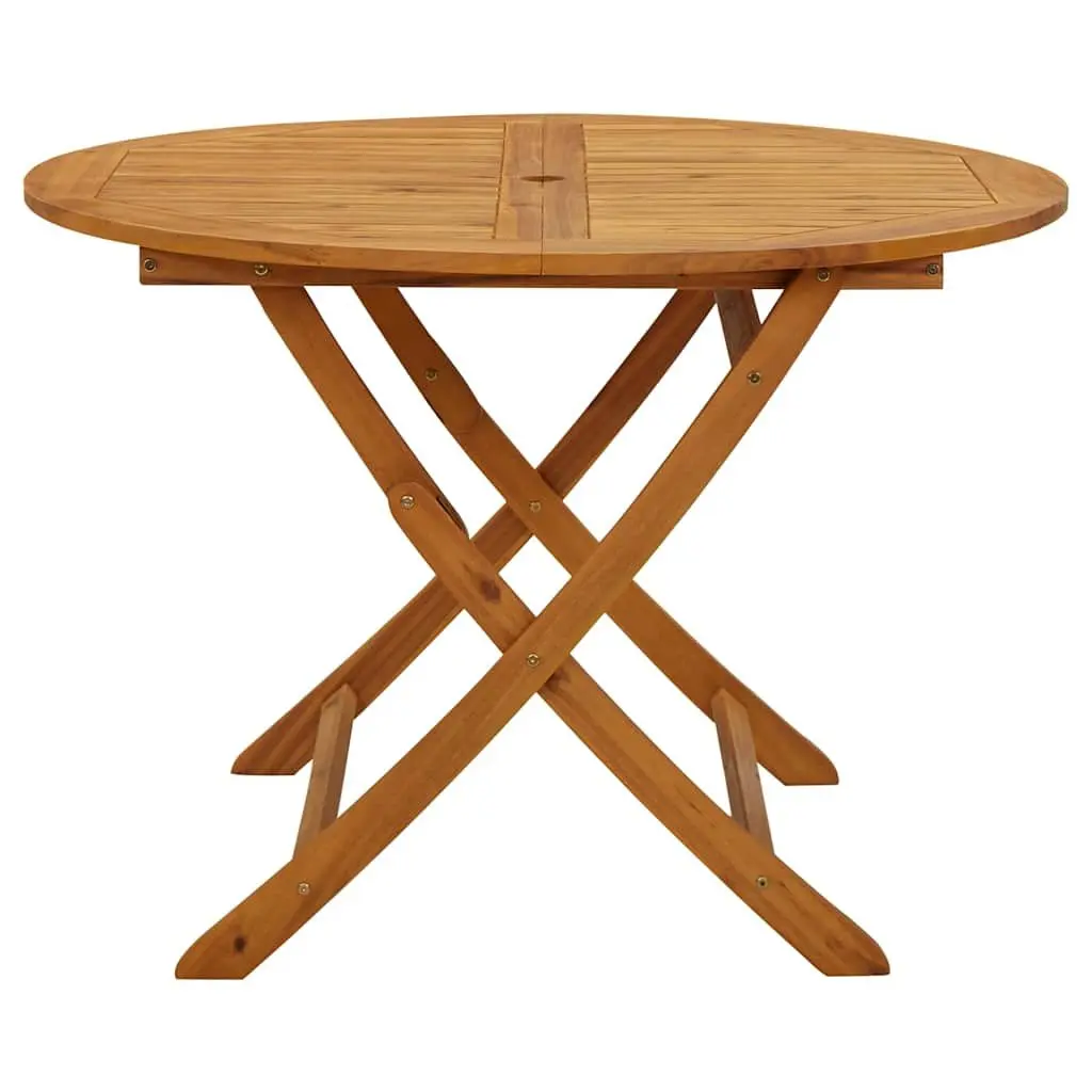 Folding Garden Table 110 cm Outdoor Dining Solid Wood Slatted Portable Brown
