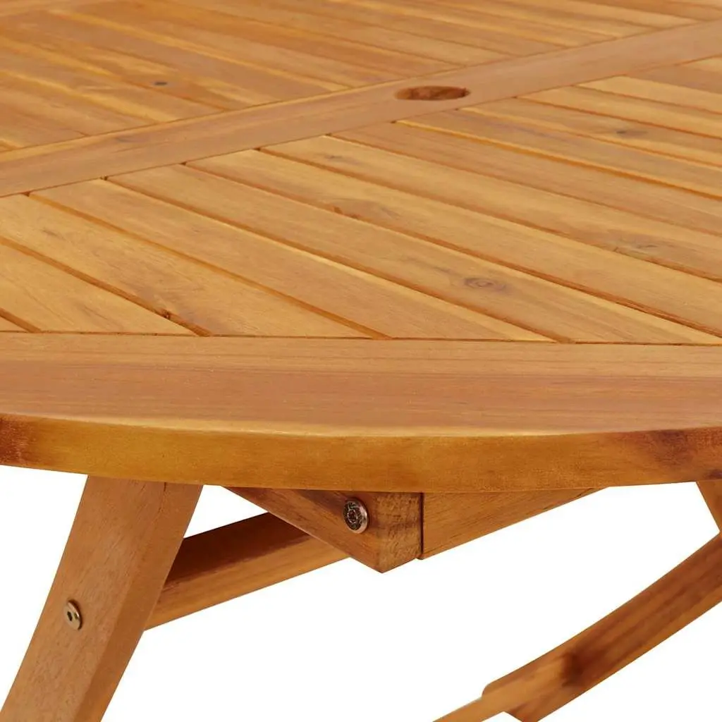 Folding Garden Table 110 cm Outdoor Dining Solid Wood Slatted Portable Brown
