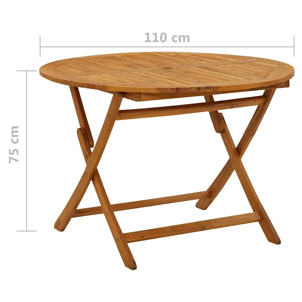 Folding Garden Table 110 cm Outdoor Dining Solid Wood Slatted Portable Brown