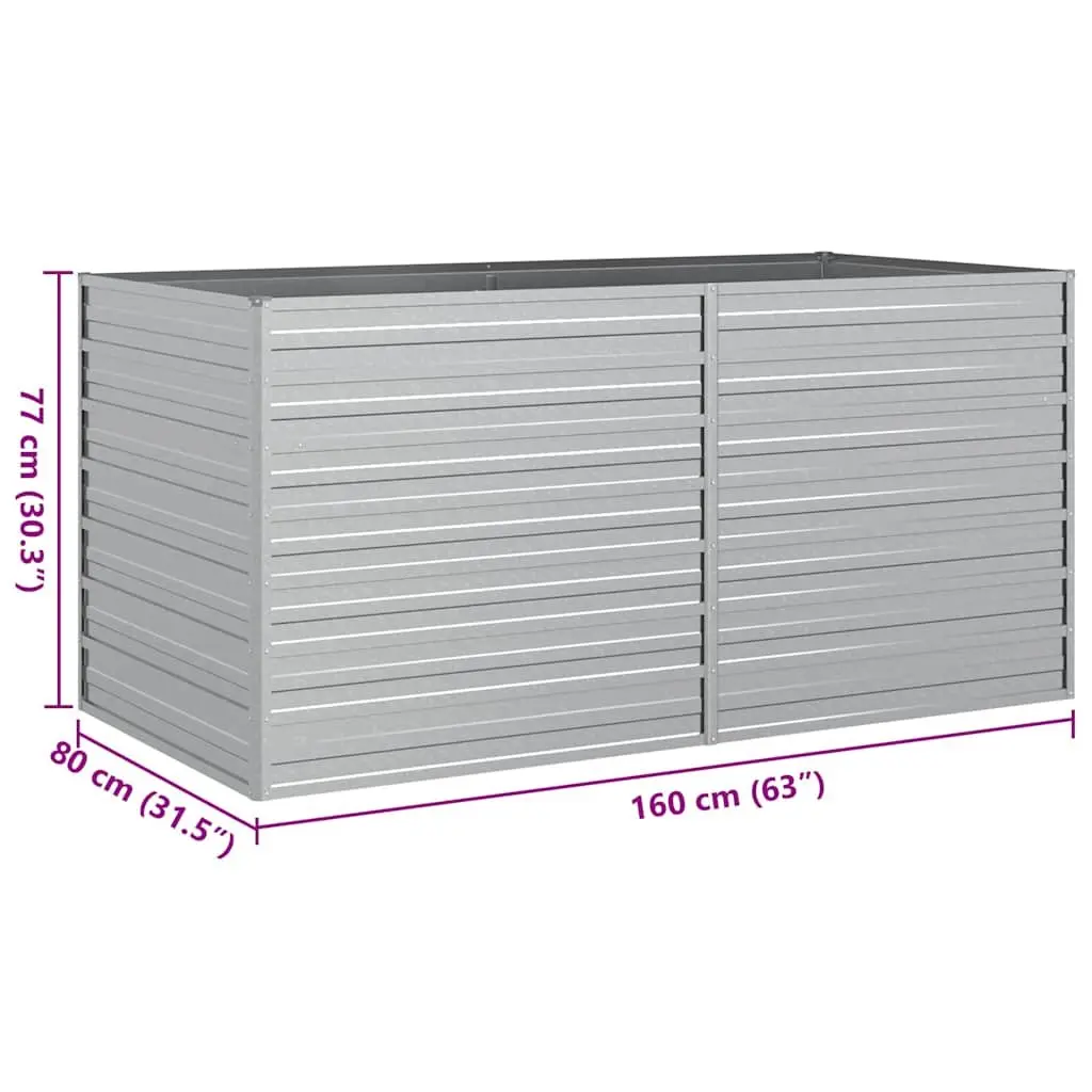 Raised Garden Bed Galvanized Steel 160x80x77 cm Silver Outdoor Planter Box