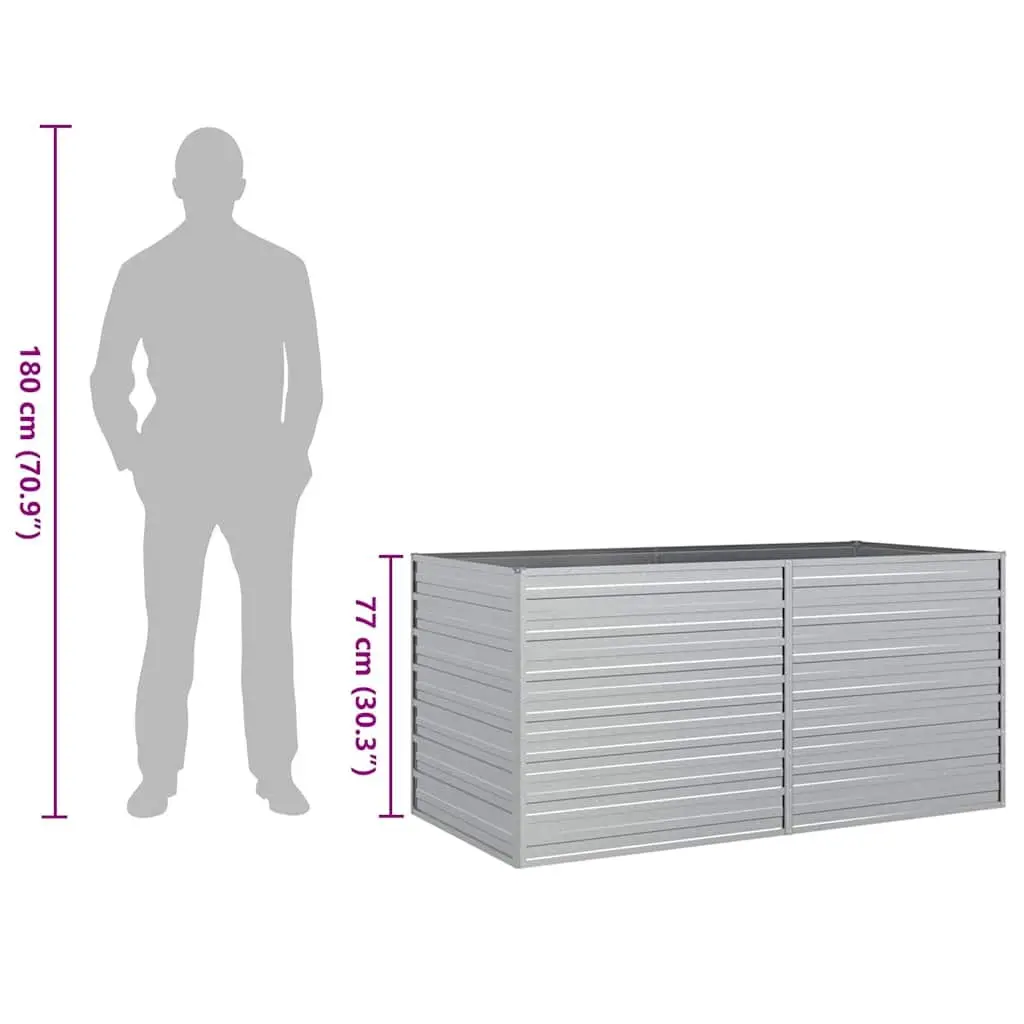 Raised Garden Bed Galvanized Steel 160x80x77 cm Silver Outdoor Planter Box
