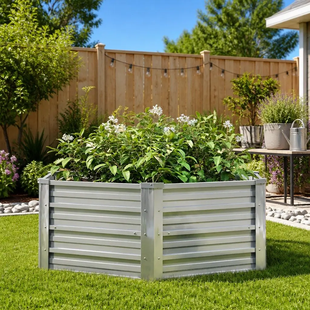 Raised Garden Bed 129x45 cm Metal Planter Box Outdoor Vegetables Flowers Herbs