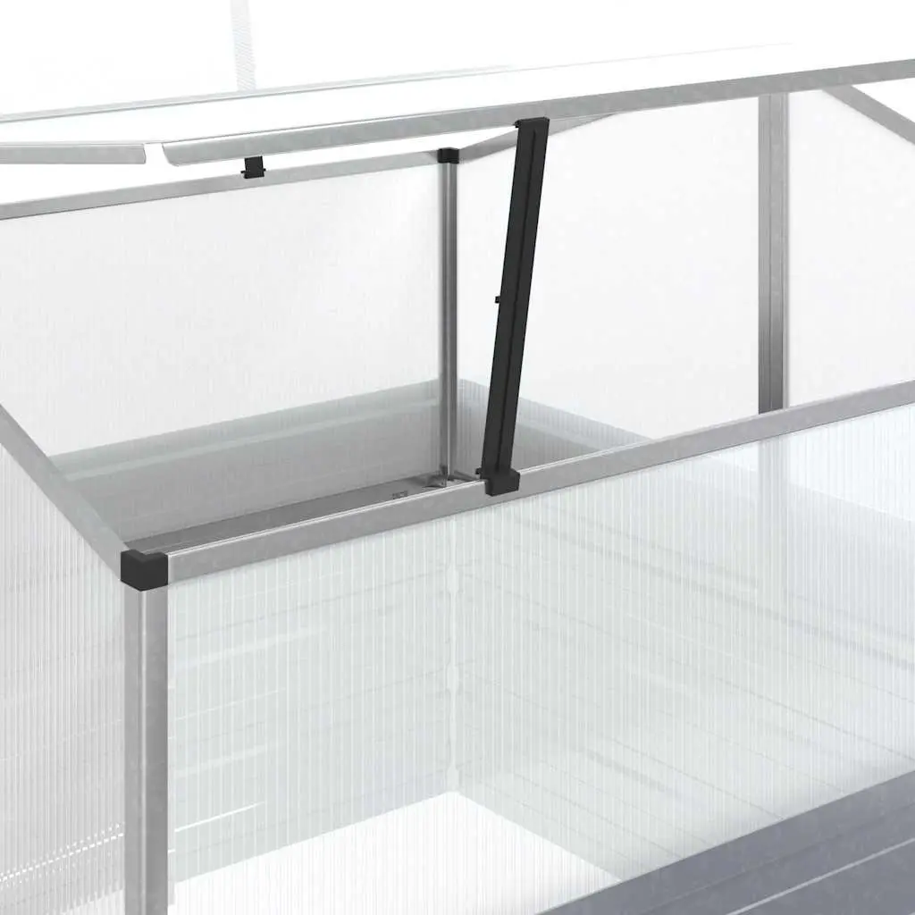 Garden Raised Bed with Greenhouse Silver Metal Planter Box 100x100x85cm