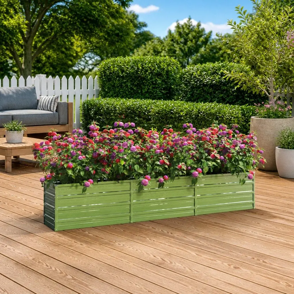Garden Raised Bed Galvanized Steel Open Bottom 240x40x45 cm