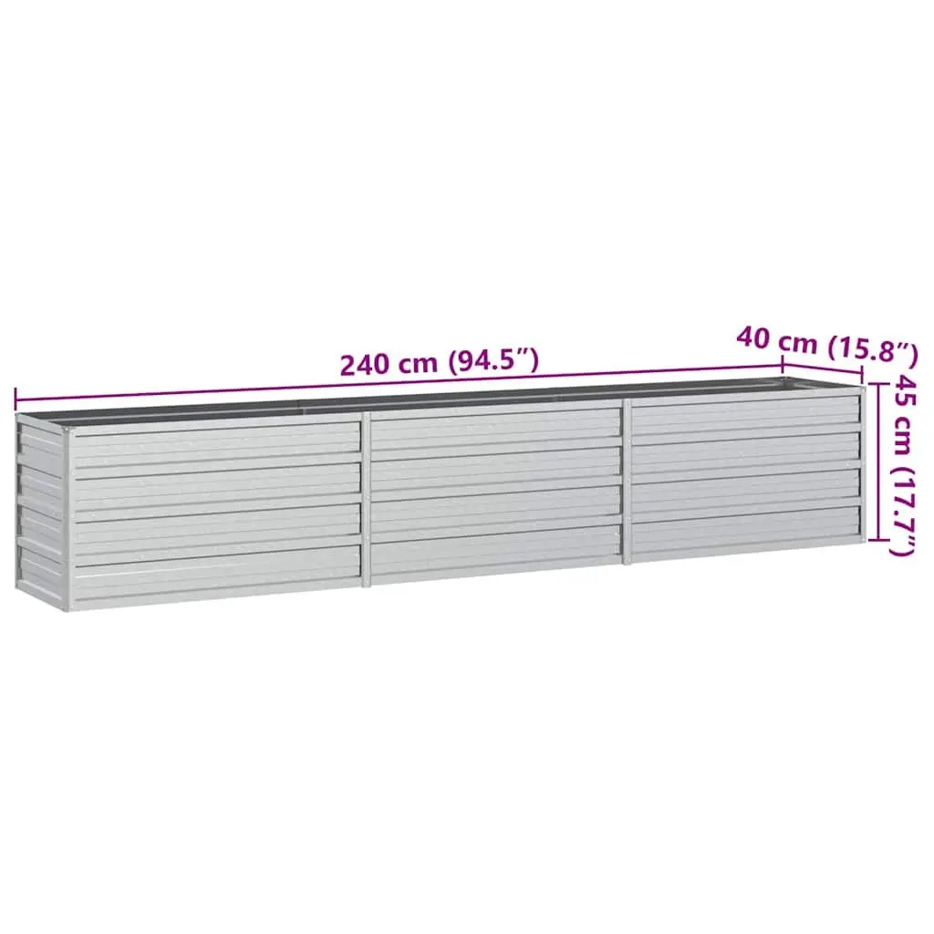 Garden Raised Bed Galvanized Steel Open Bottom 240x40x45 cm