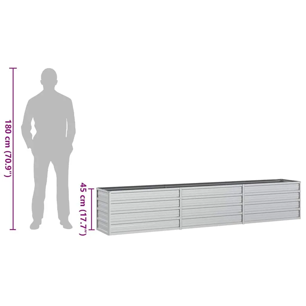 Garden Raised Bed Galvanized Steel Open Bottom 240x40x45 cm