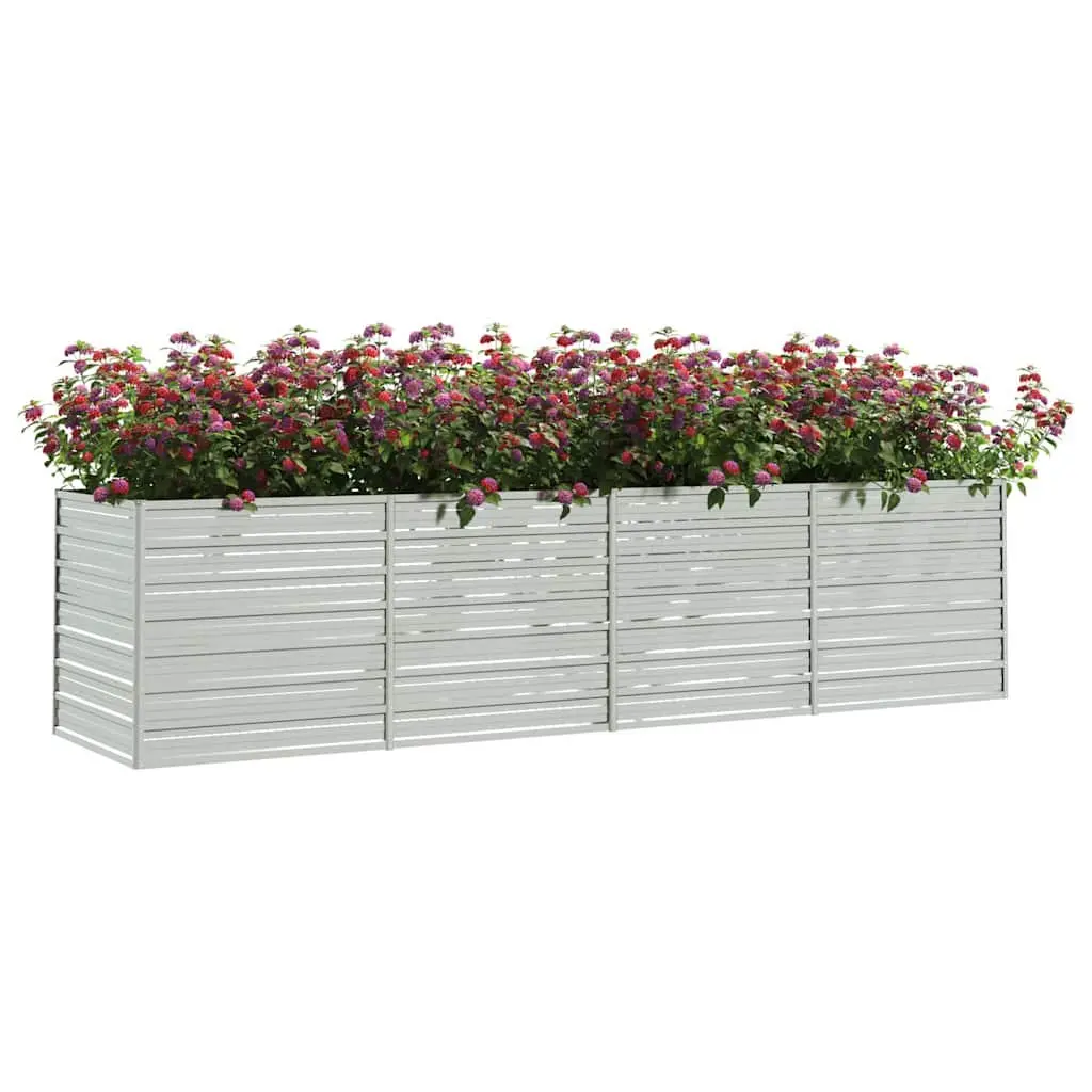 Garden Raised Bed Galvanized Steel Silver 320x80x77 cm