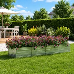 Galvanized Steel Garden Raised Bed 320x80x45 cm Planter Box Outdoor Vegetables