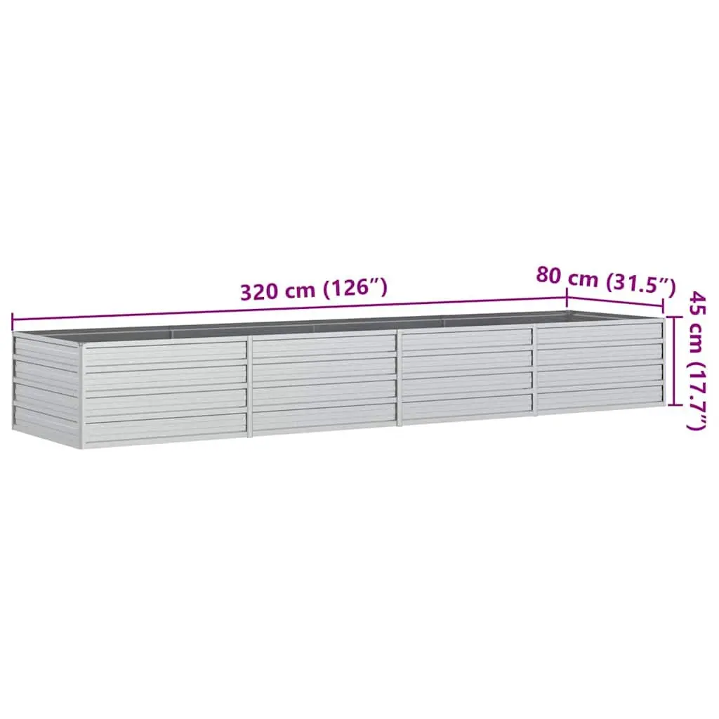Galvanized Steel Garden Raised Bed Heavy-duty Outdoor Planter Box 320x80x45 cm