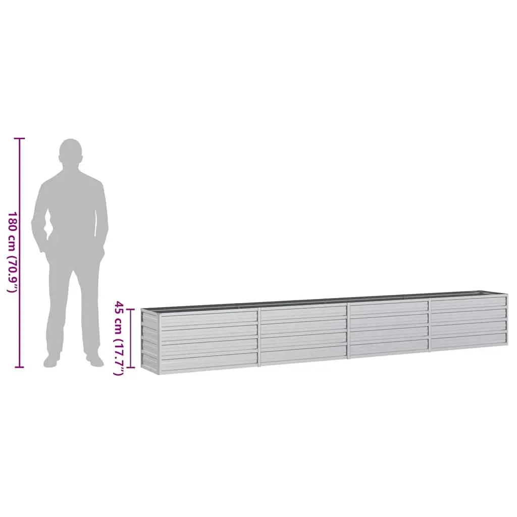 Galvanized Steel Garden Raised Bed 320x40x45 cm Outdoor Planter Box Silver