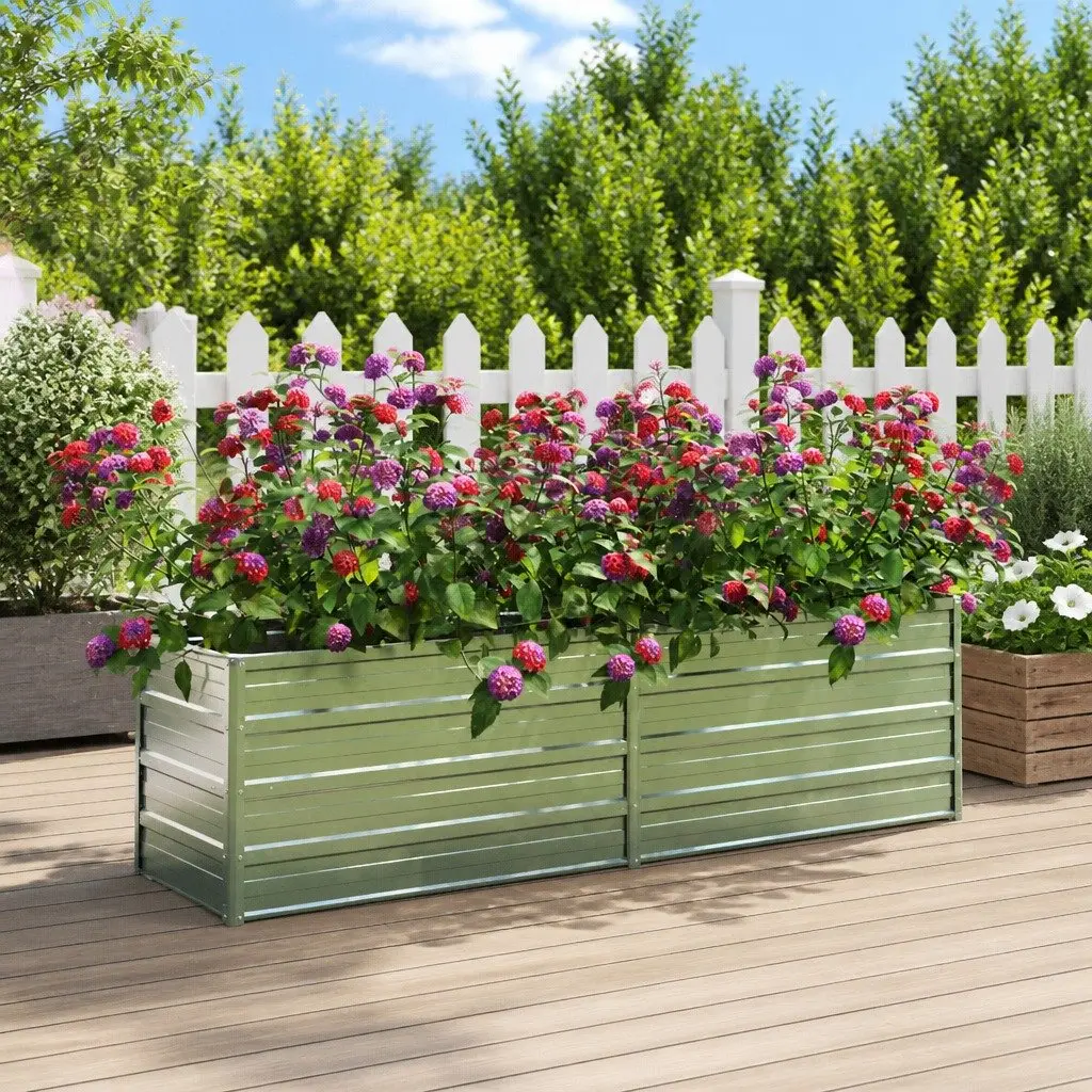 Raised Garden Bed Open Bottom Galvanised Steel 160x40x45 cm Outdoor Planter Box