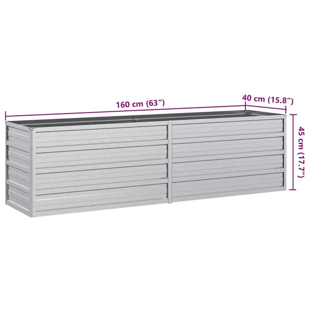Raised Garden Bed Open Bottom Galvanised Steel 160x40x45 cm Outdoor Planter Box