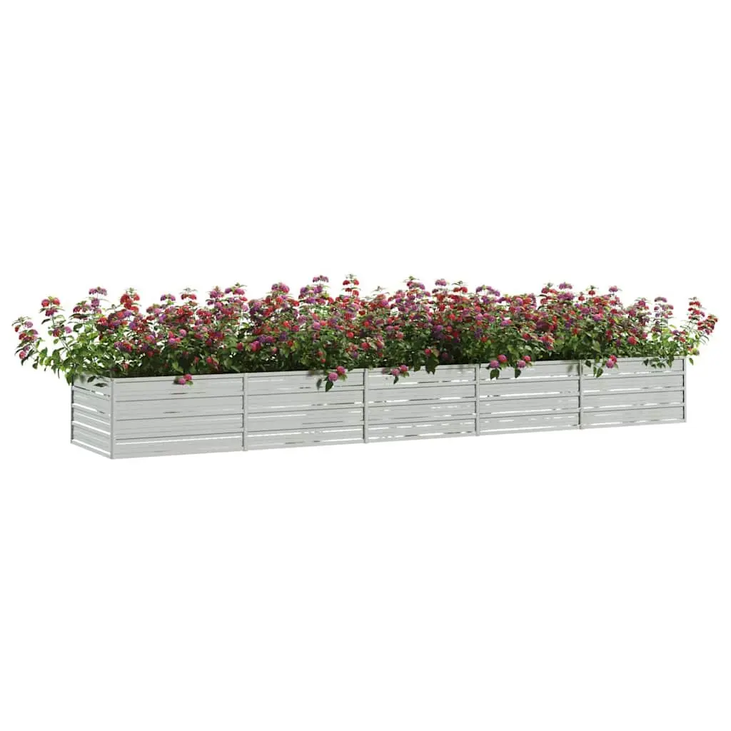 Galvanized Steel Raised Garden Bed 400x80x45 cm Outdoor Planter Box Silver