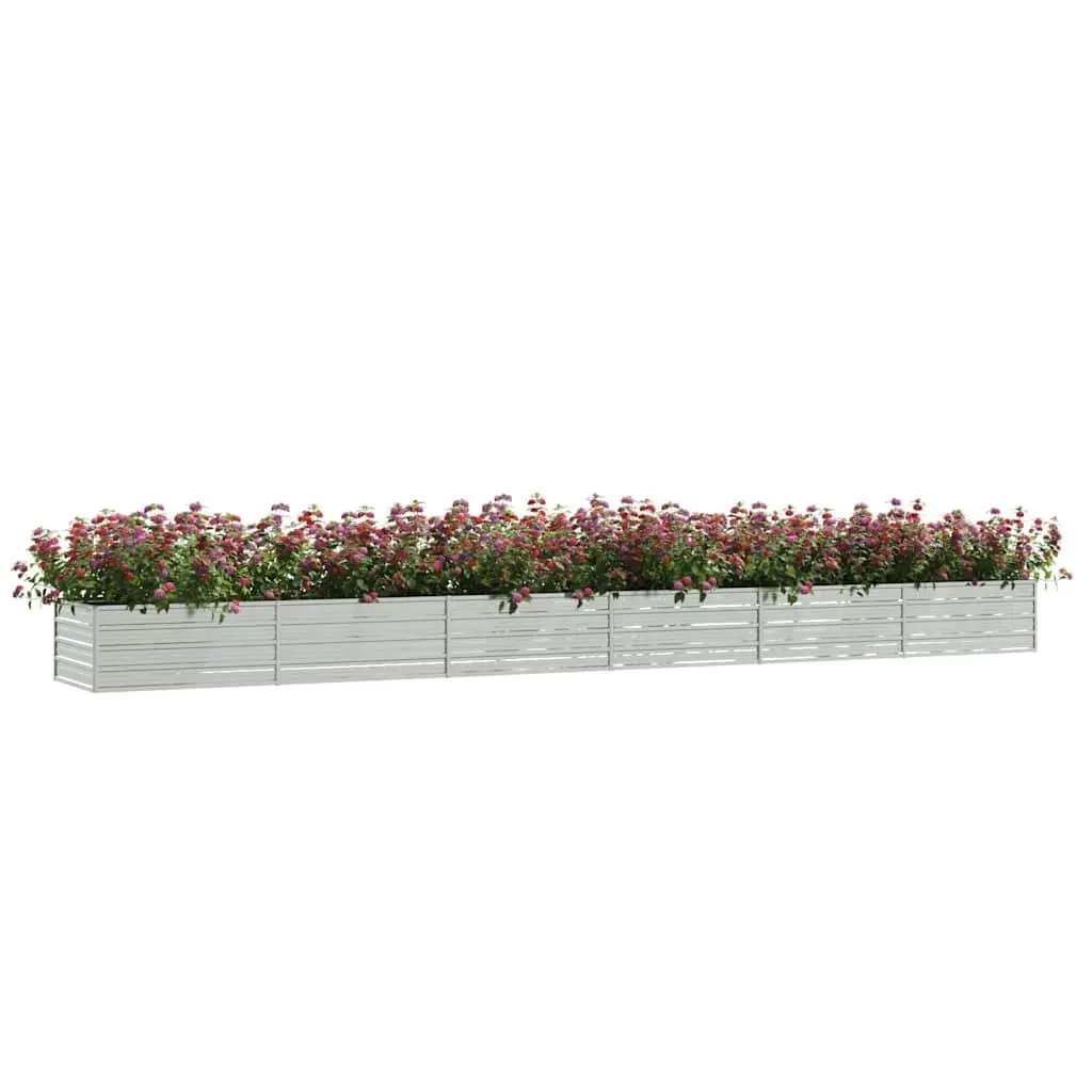 Raised Garden Bed Planter Box Metal Silver 600 x 80 x 45 cm