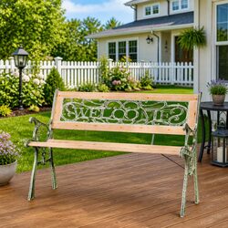 Garden Bench 122cm Wooden Outdoor Seating Patio Furniture Brown Decorative
