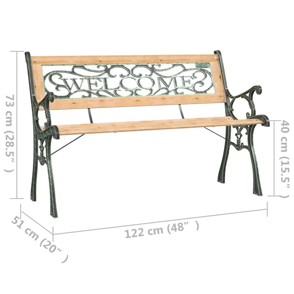 Garden Bench 122cm Wooden Outdoor Seating Patio Furniture Brown Decorative