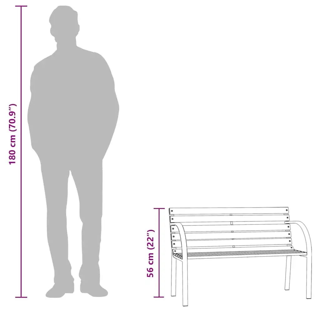 Children's Garden Bench Wooden Backrest Armrests 81cm Grey