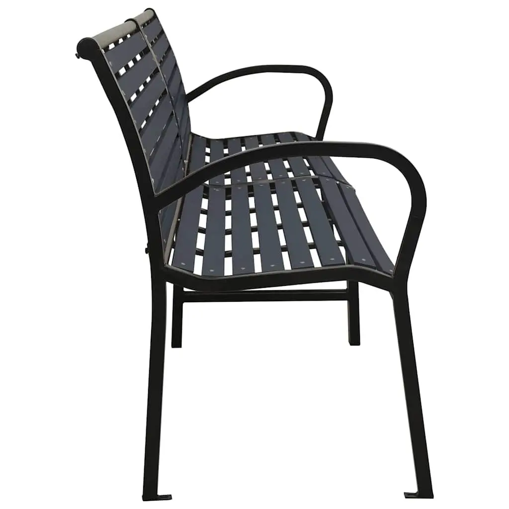 Twin Garden Bench Steel WPC 251cm Black Outdoor Patio Furniture