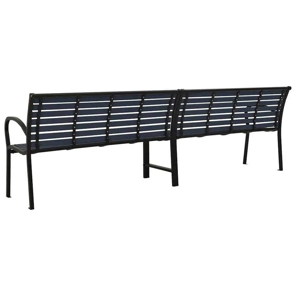 Twin Garden Bench Steel WPC 251cm Black Outdoor Patio Furniture