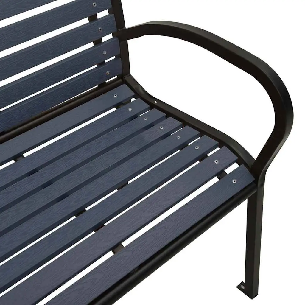 Twin Garden Bench Steel WPC 251cm Black Outdoor Patio Furniture