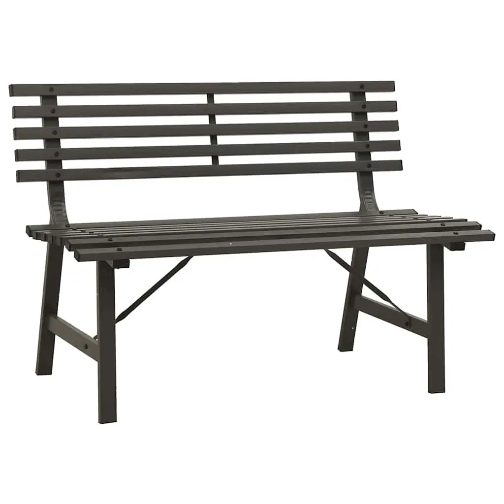 Garden Bench Outdoor Seating Slatted Backrest 110cm Black Powder-Coated Steel