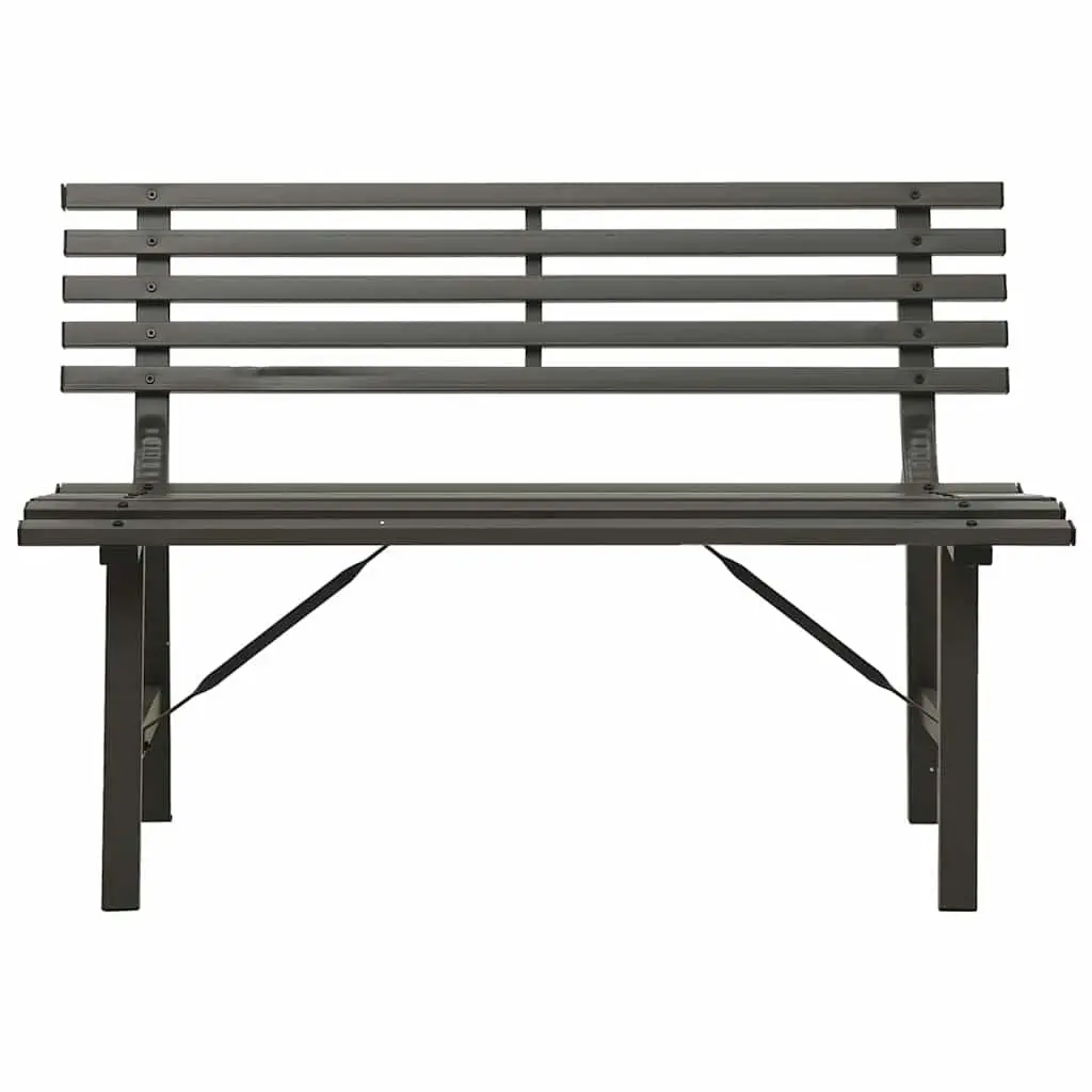 Garden Bench Outdoor Seating Slatted Backrest 110cm Black Powder-Coated Steel