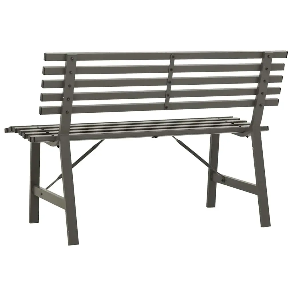 Garden Bench Outdoor Seating Slatted Backrest 110cm Black Powder-Coated Steel