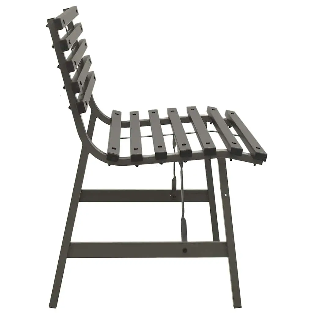Garden Bench Outdoor Seating Slatted Backrest 110cm Black Powder-Coated Steel